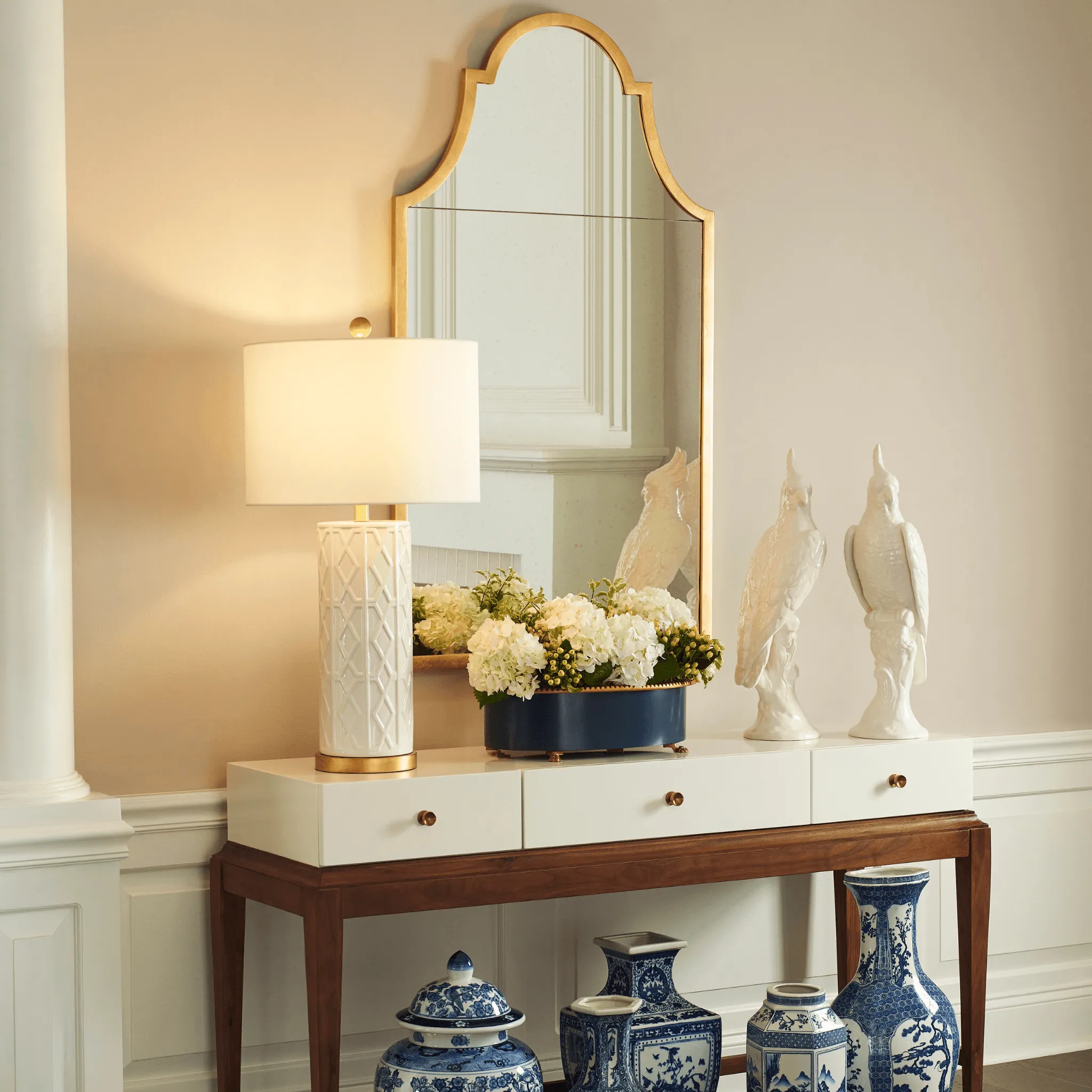 Gold Leaf Architectural Arch Wall Mirror