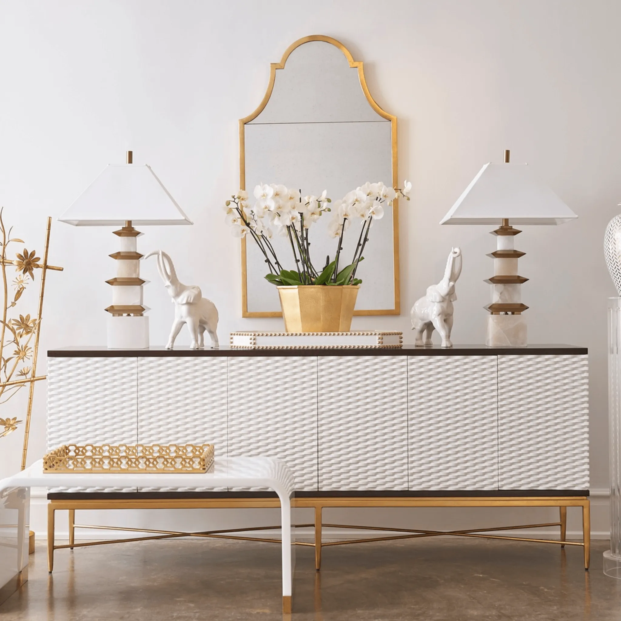 Gold Leaf Architectural Arch Wall Mirror