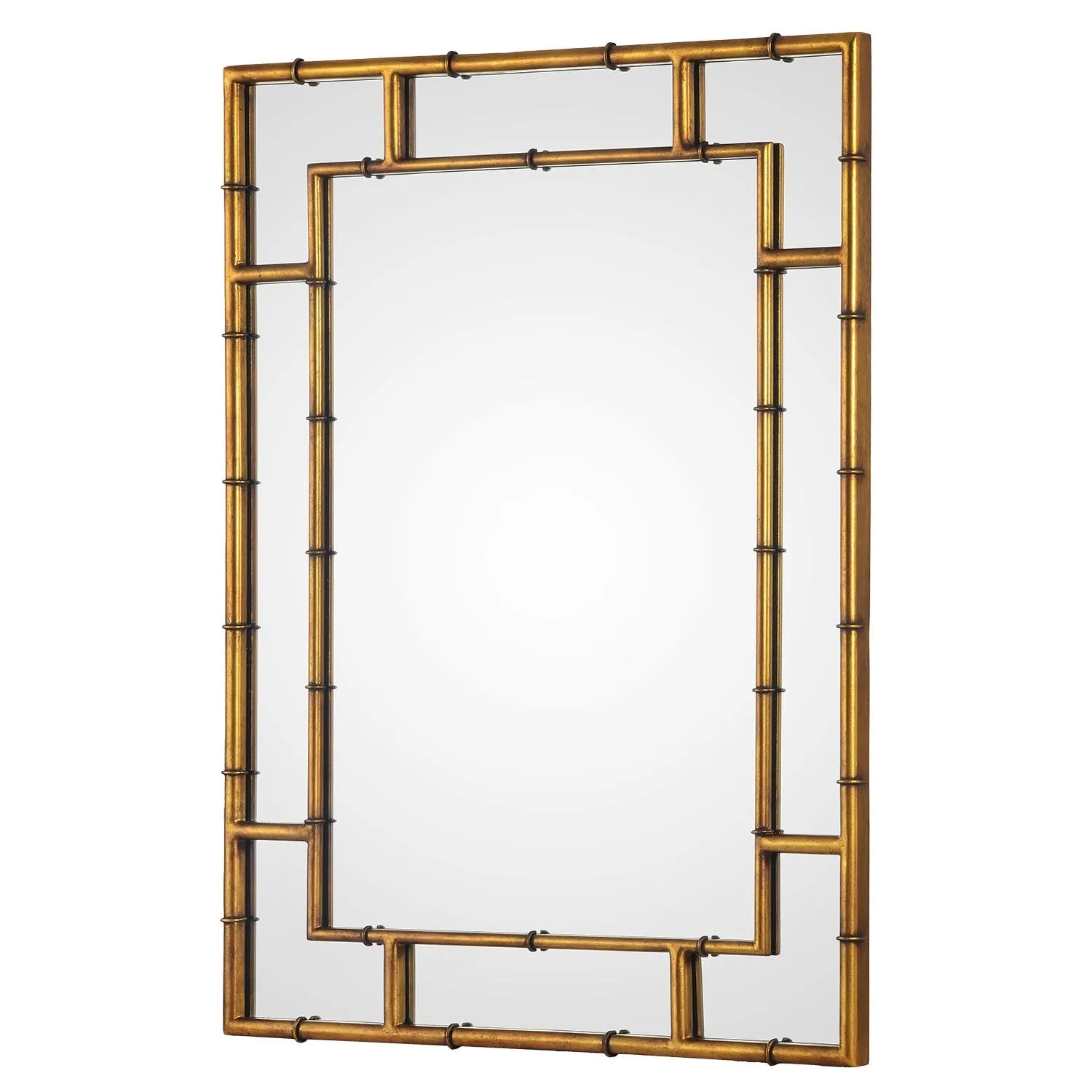 Gold Leaf Bamboo Inspired Wall Mirror