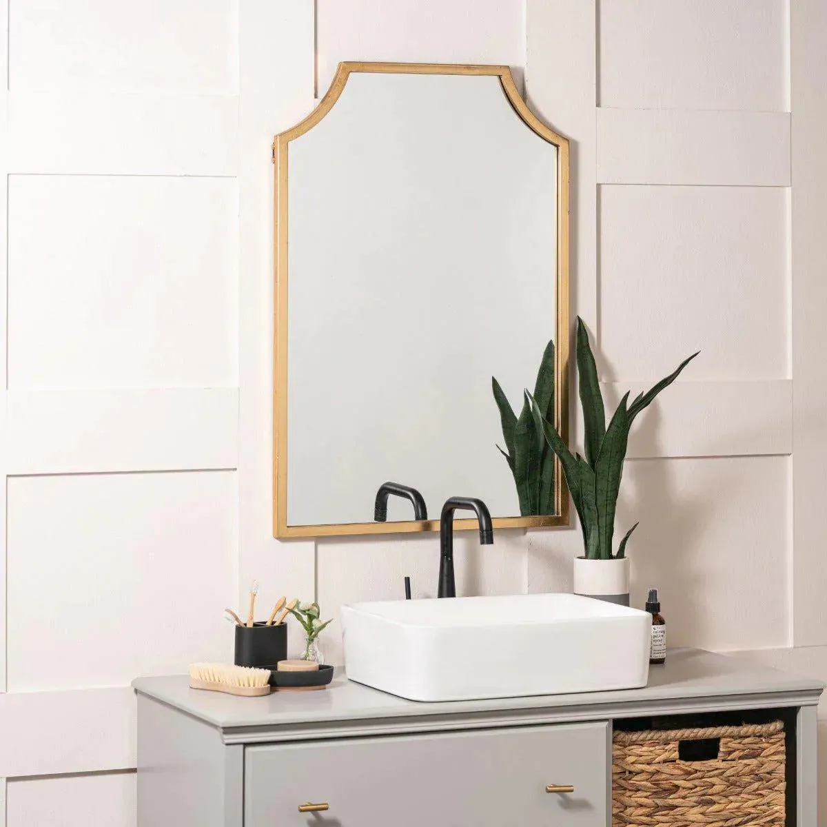 Gold Leaf Finish Metal Framed Vertical Wall Mirror