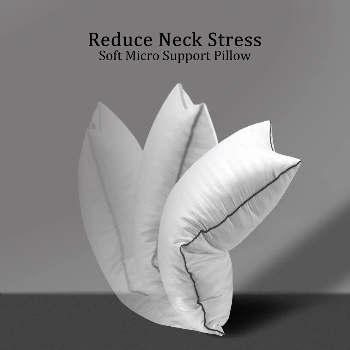 Goose Down Pillows for Back, Stomach or Side Sleepers, Classic Vertical Stripes - WHITE