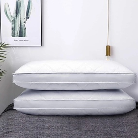 Goose Feather and Down Pillow Cotton Fabric with Gusset 2 Pack - White pillows,bed pillow,sleeping cushion