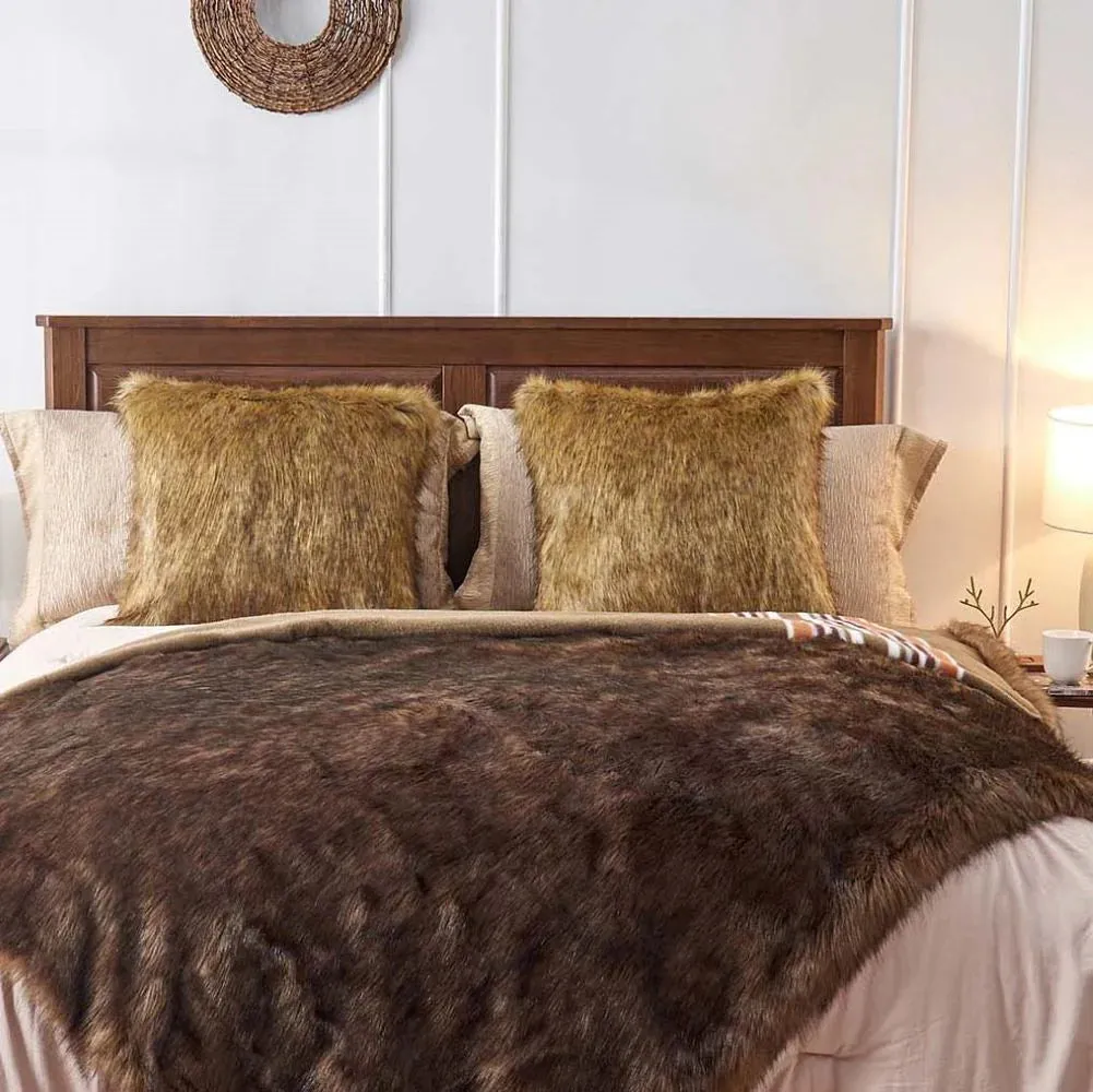 Grand Canyon Soil Faux Fur Wool Blankets - 2 Sizes