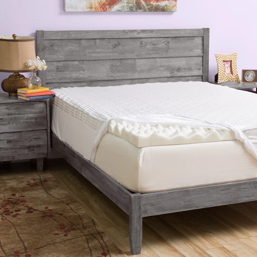 Grande Hotel Collection Big Comfort 4-inch Memory Foam Mattress Topper with Cover - White mattress pads,mattress topper,bed protection