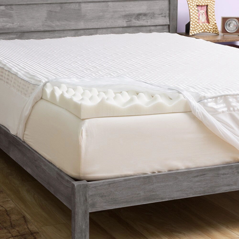 Grande Hotel Collection Big Comfort 4-inch Memory Foam Mattress Topper with Cover - White