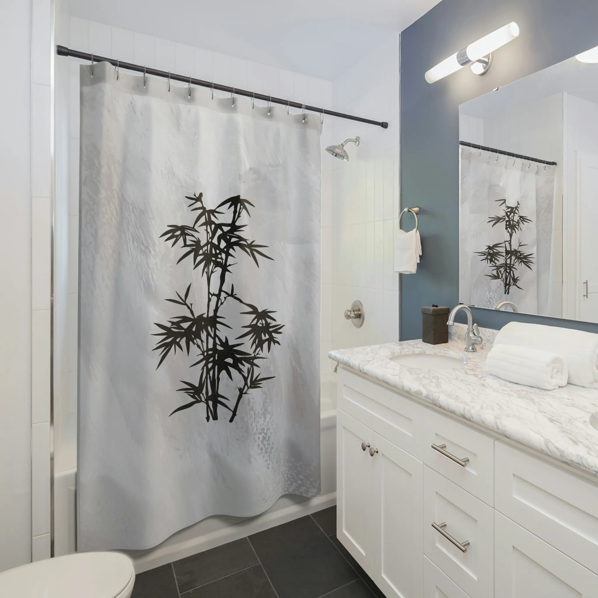Gray Bamboo Shower Curtain