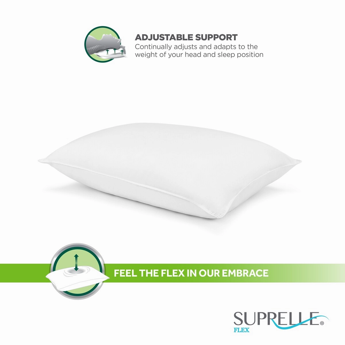 Great Sleep EMBRACE Pillow for Stomach and Back Sleepers - White