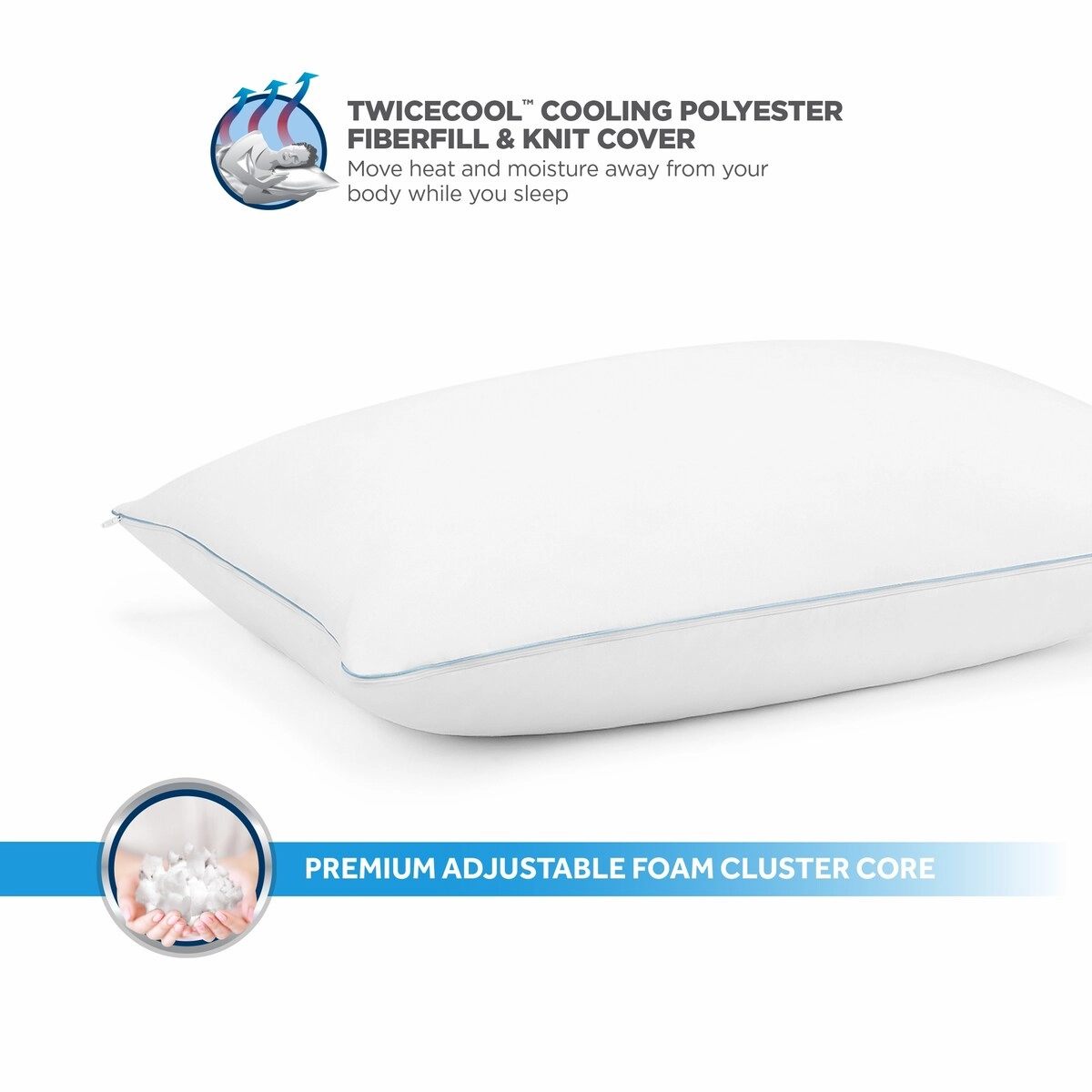 Great Sleep TWICE COOL Foam Cluster Pillow - White