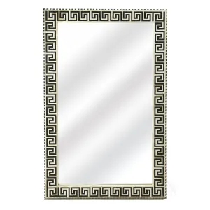 Greek Key Pattern Black and White Bone Inlay Mosaic Wall Mirror Cutting Board,Kitchen Board