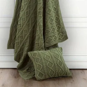 Green Cable Knit Throw Blanket pillow inserts, mattress pad