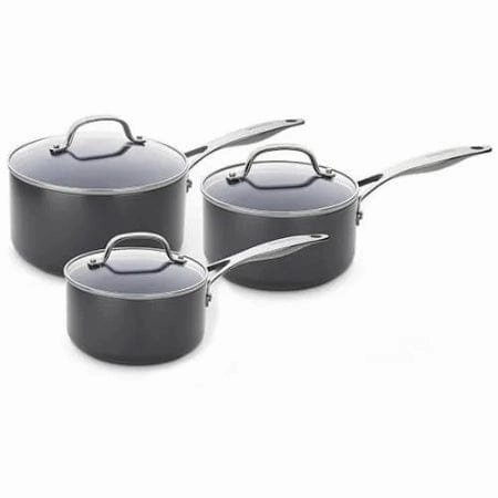 GreenPan Venice Pro Hard Anodised Ceramic Non-Stick 3 Piece Saucepan Set Kitchen,modern kitchen essentials