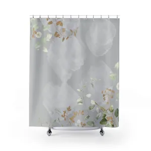 Grey Floral Shower Curtain | Sage Green Leaves Lighting,Home Lighting