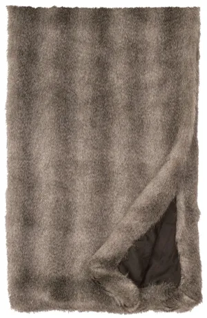 Grey Fox Faux Fur Throw Blanket bookcase, standing shelf