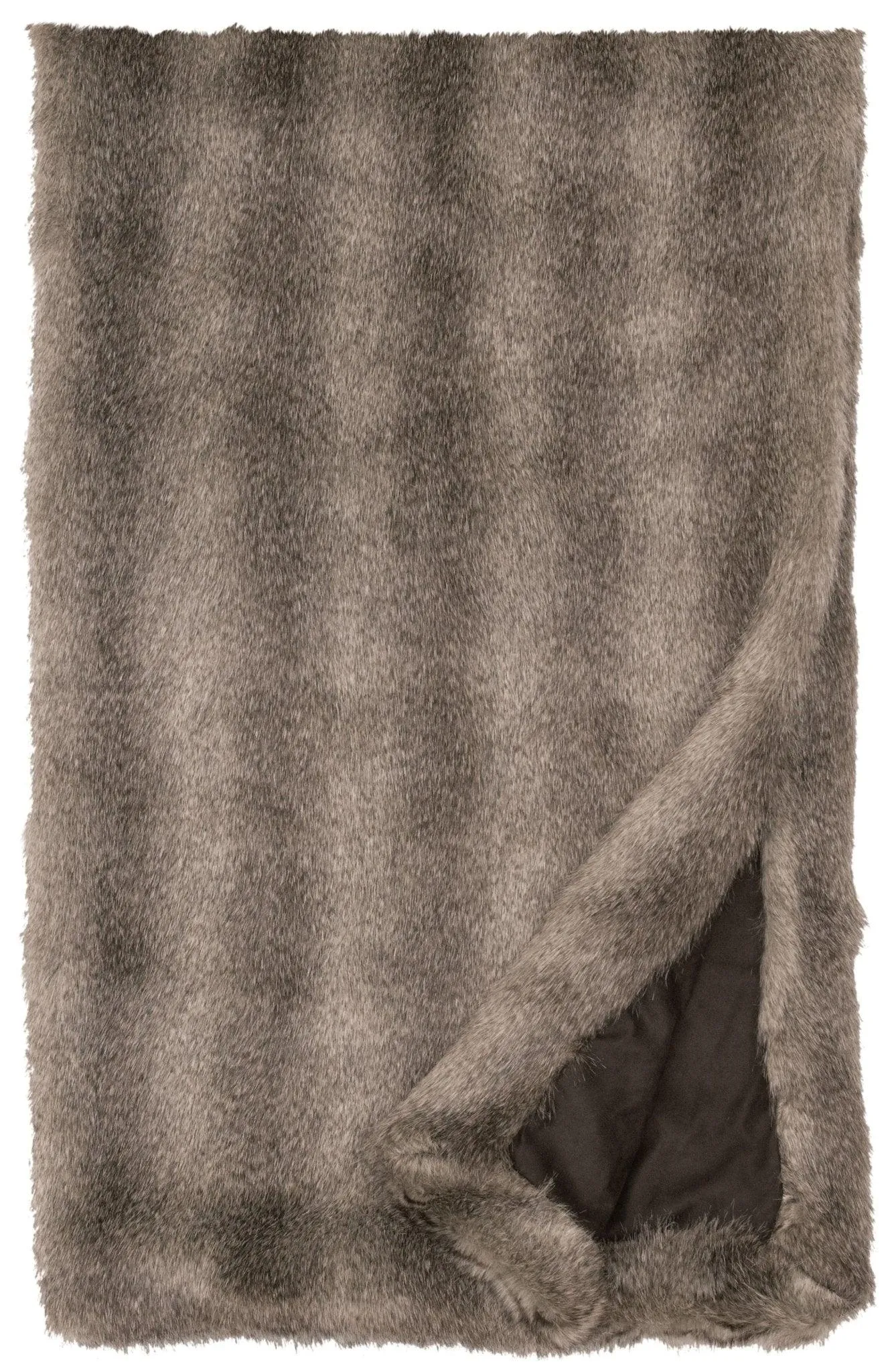 Grey Fox Faux Fur Throw Blanket bookcase, standing shelf