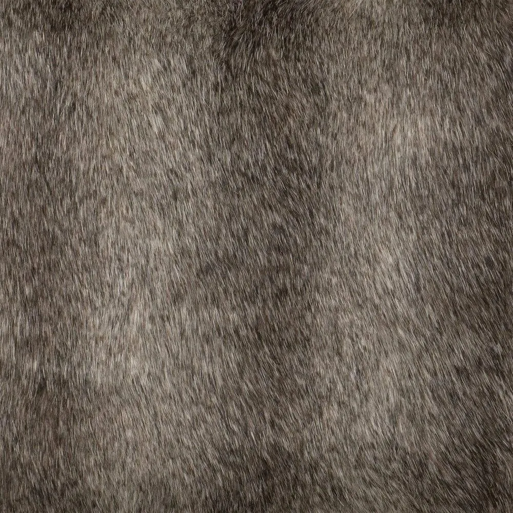 Grey Fox Faux Fur Throw Pillow