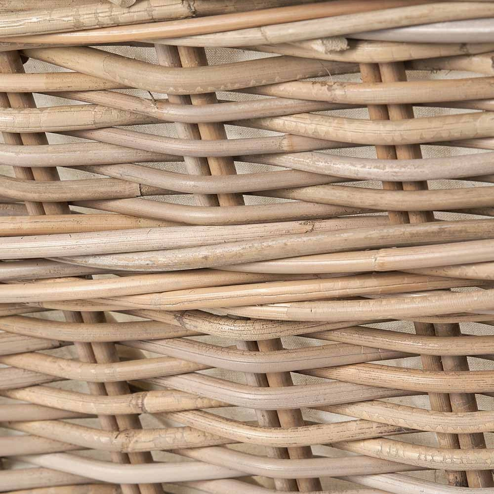 Grey Kubu Rattan Rectangular Lined Laundry Basket with Handles