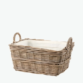 Grey Kubu Rattan Rectangular Lined Laundry Basket with Handles laundry organizer,dirty clothes basket,plastic laundry basket