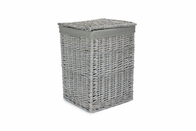 Grey Wash Willow Square Laundry Basket with Grey Sage Lining - Small laundry organizer,dirty clothes basket,plastic laundry basket