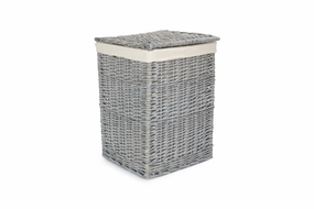 Grey Wash Willow Square Laundry Basket with White Lining - Small laundry organizer,dirty clothes basket,plastic laundry basket