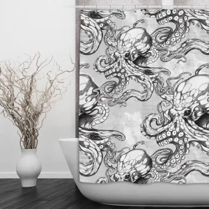 Grey's Octo Shower Curtains and Optional Bath Mats Lighting,Lamps Fixtures