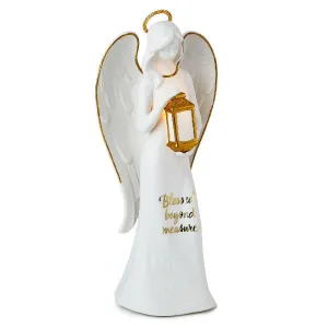 Hallmark Blessed Beyond Measure Angel Figurine With Light, 12" Decorative Mirror,Home Decor Mirror