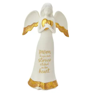 Hallmark Etched in a Mom's Heart Angel Figurine, 8.75" Decorative Mirror,Home Decor Mirror
