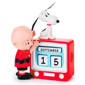Hallmark Peanuts Charlie Brown and Snoopy Perpetual Calendar TV Set Figurine Decorative Mirror,Home Decor Mirror