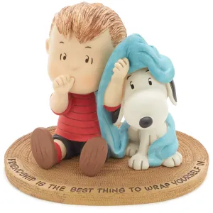 Hallmark Peanuts Linus and Snoopy Wrapped in Friendship Mini Figurine, 3.88" Decorative Mirror,Home Decor Mirror