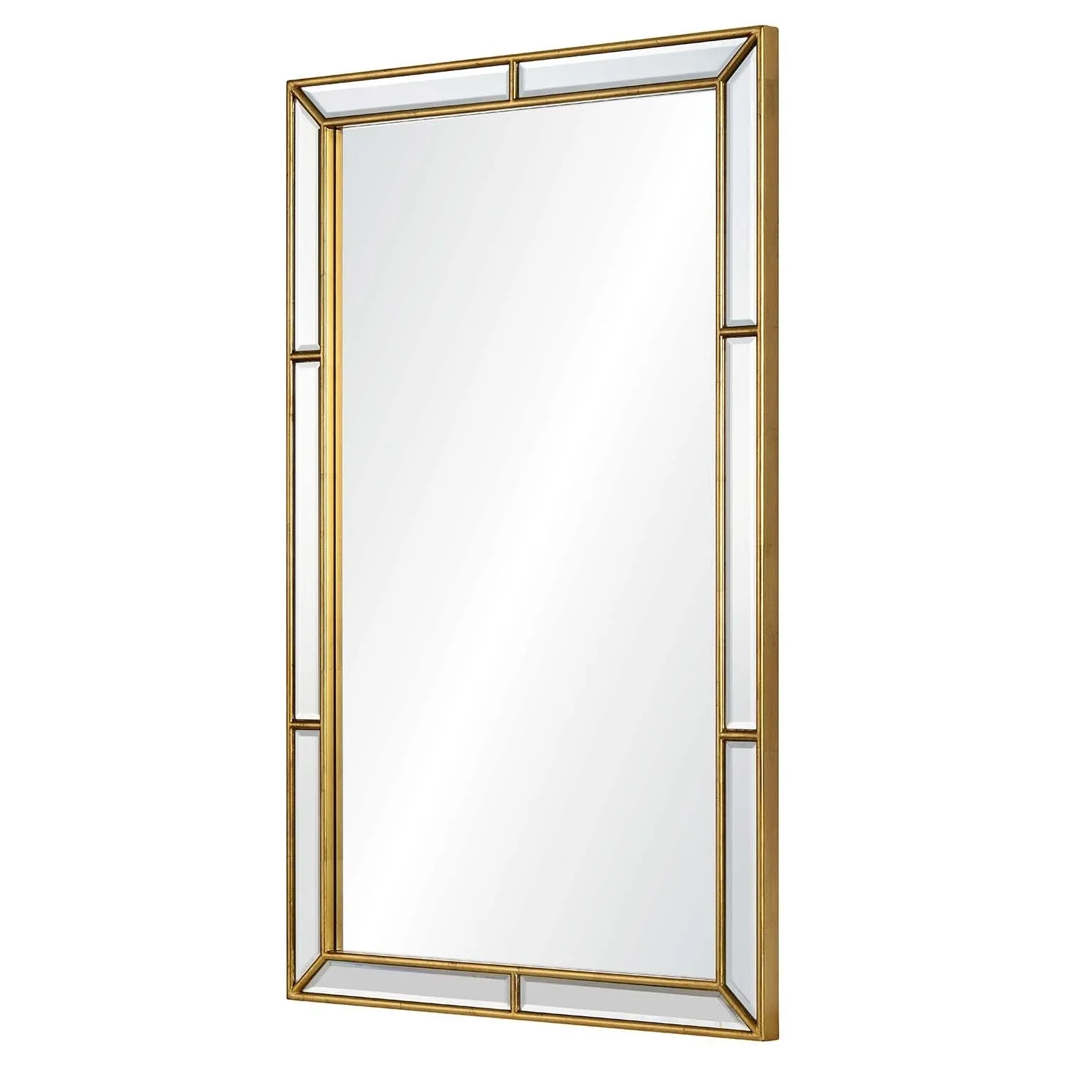 Hand Carved Burnished Gold Leaf Finish Framed Wall Mirror