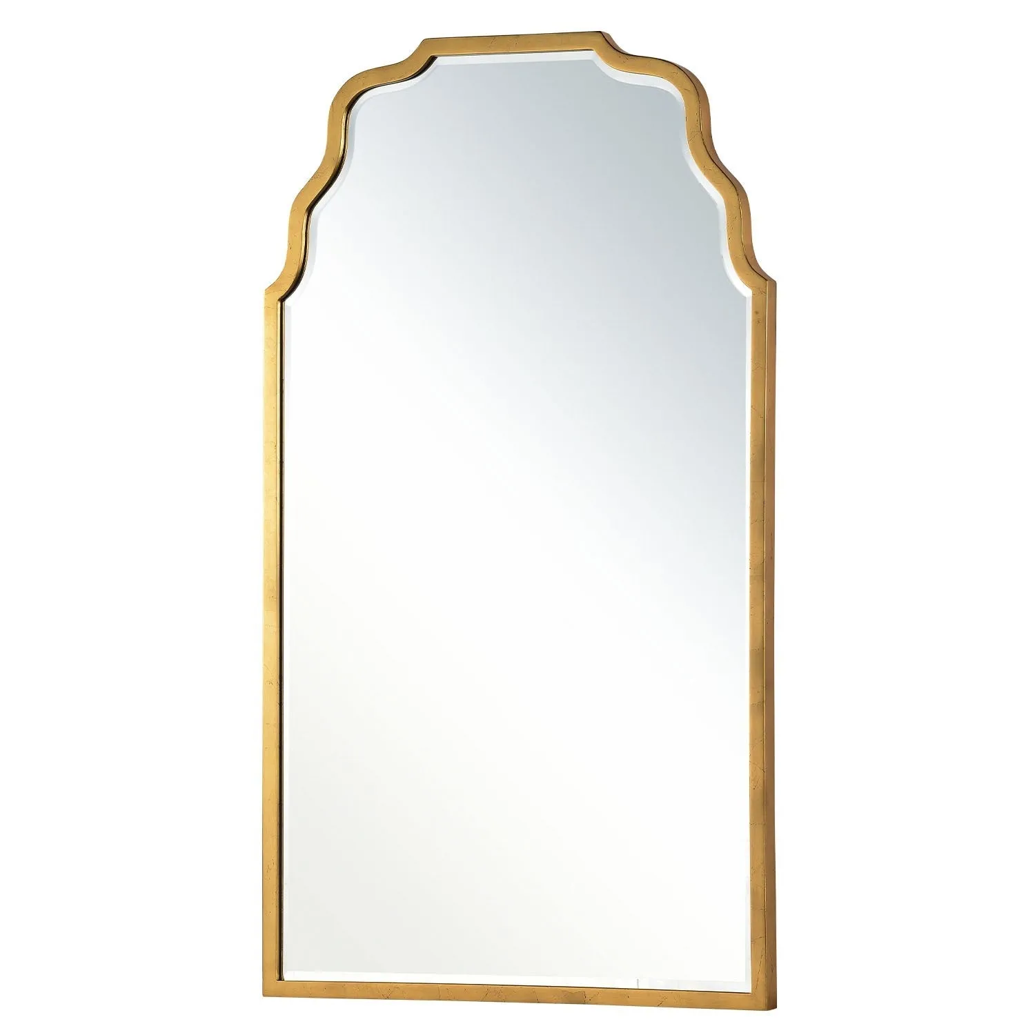 Hand Welded Iron Distressed Gold Leaf Keyhole Inspired Framed Wall Mirror