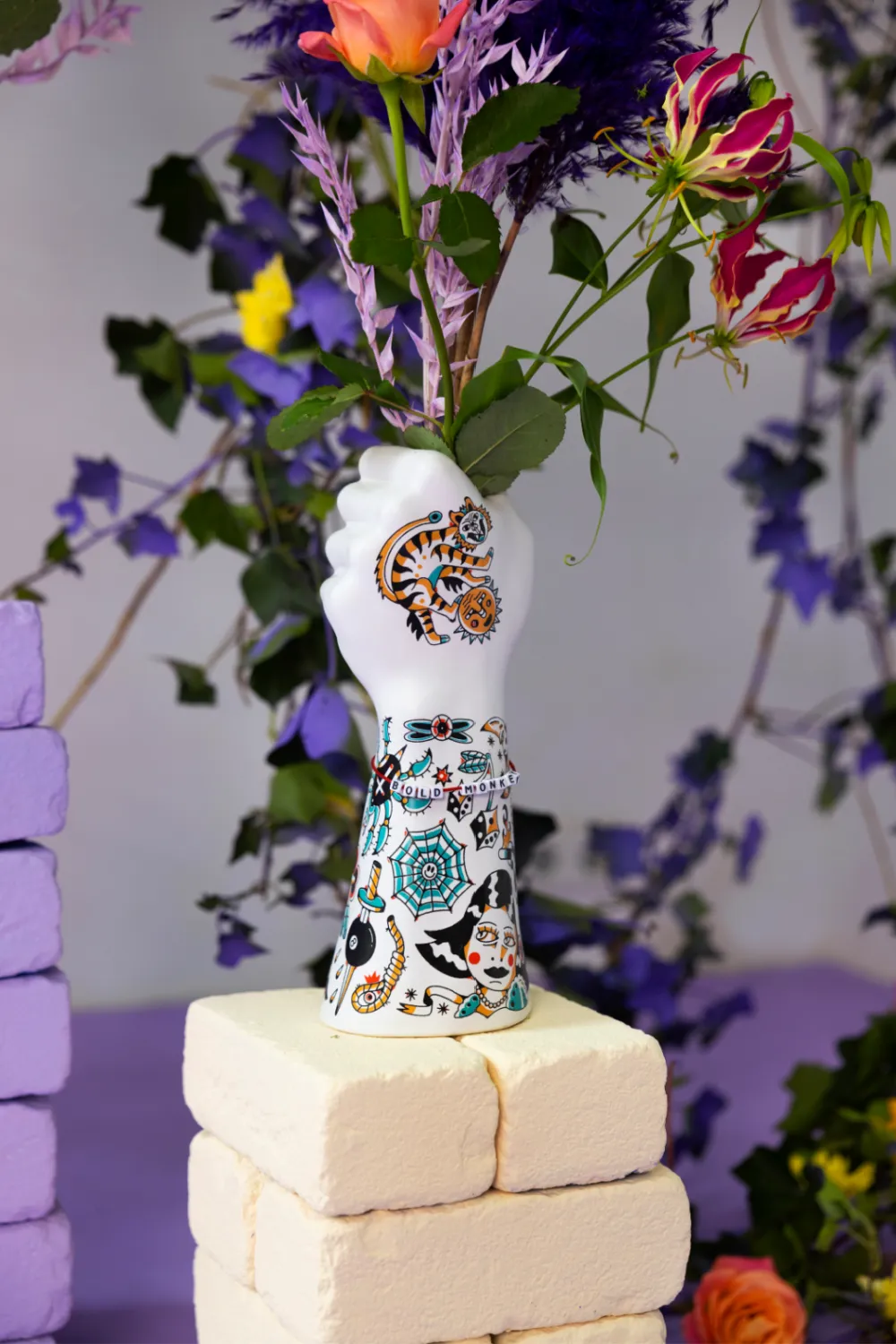 Handpainted Ceramic Fist Vase | Bold Monkey Liberty Matters