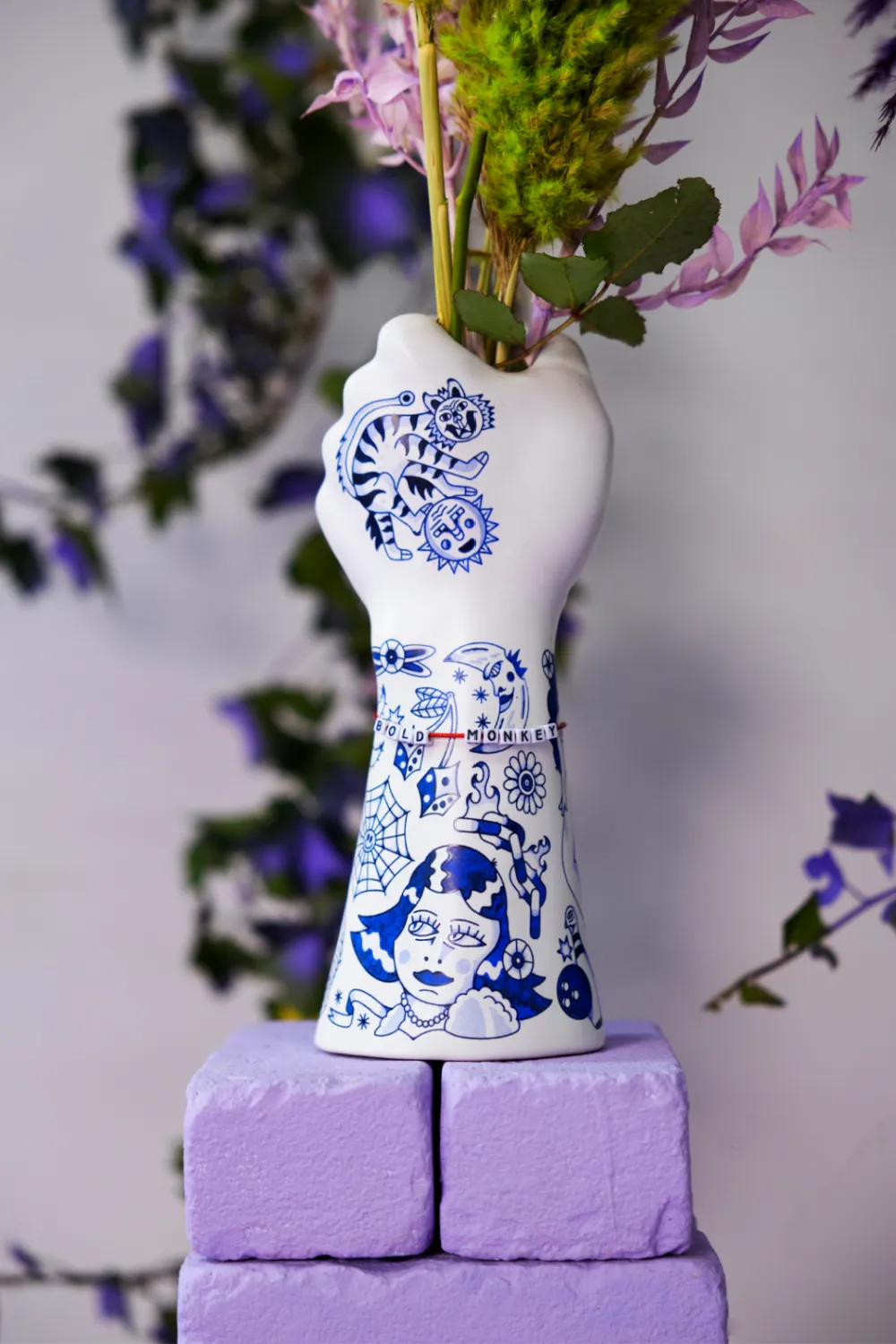 Handpainted Ceramic Fist Vase | Bold Monkey Liberty Matters
