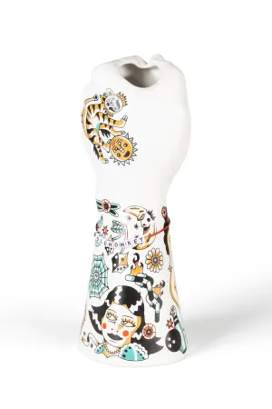 Handpainted Ceramic Fist Vase | Bold Monkey Liberty Matters Vase,Glass Vase