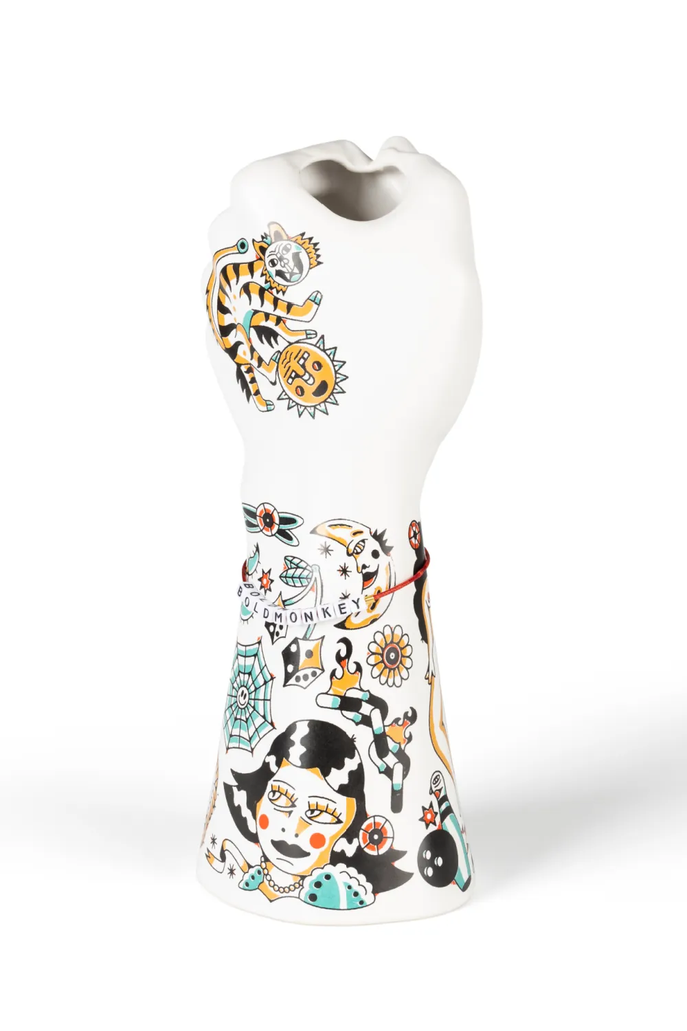 Handpainted Ceramic Fist Vase | Bold Monkey Liberty Matters Vase,Glass Vase