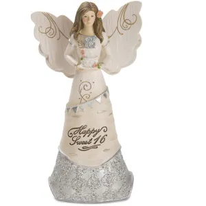 Happy Sweet 16 Angel with Birthday Cake Figurine 6" Decorative Mirror,Home Decor Mirror
