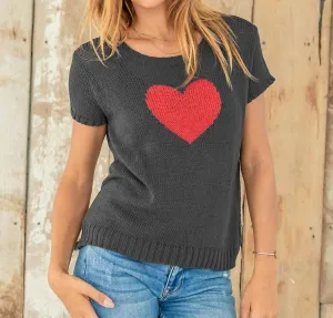 Heart Sweater Tee In Grey