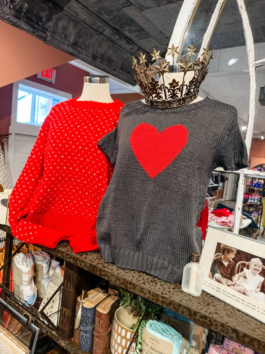 Heart Sweater Tee In Grey