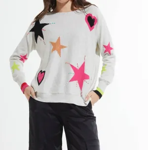 Hearts   Stars Sweater In Light Marl