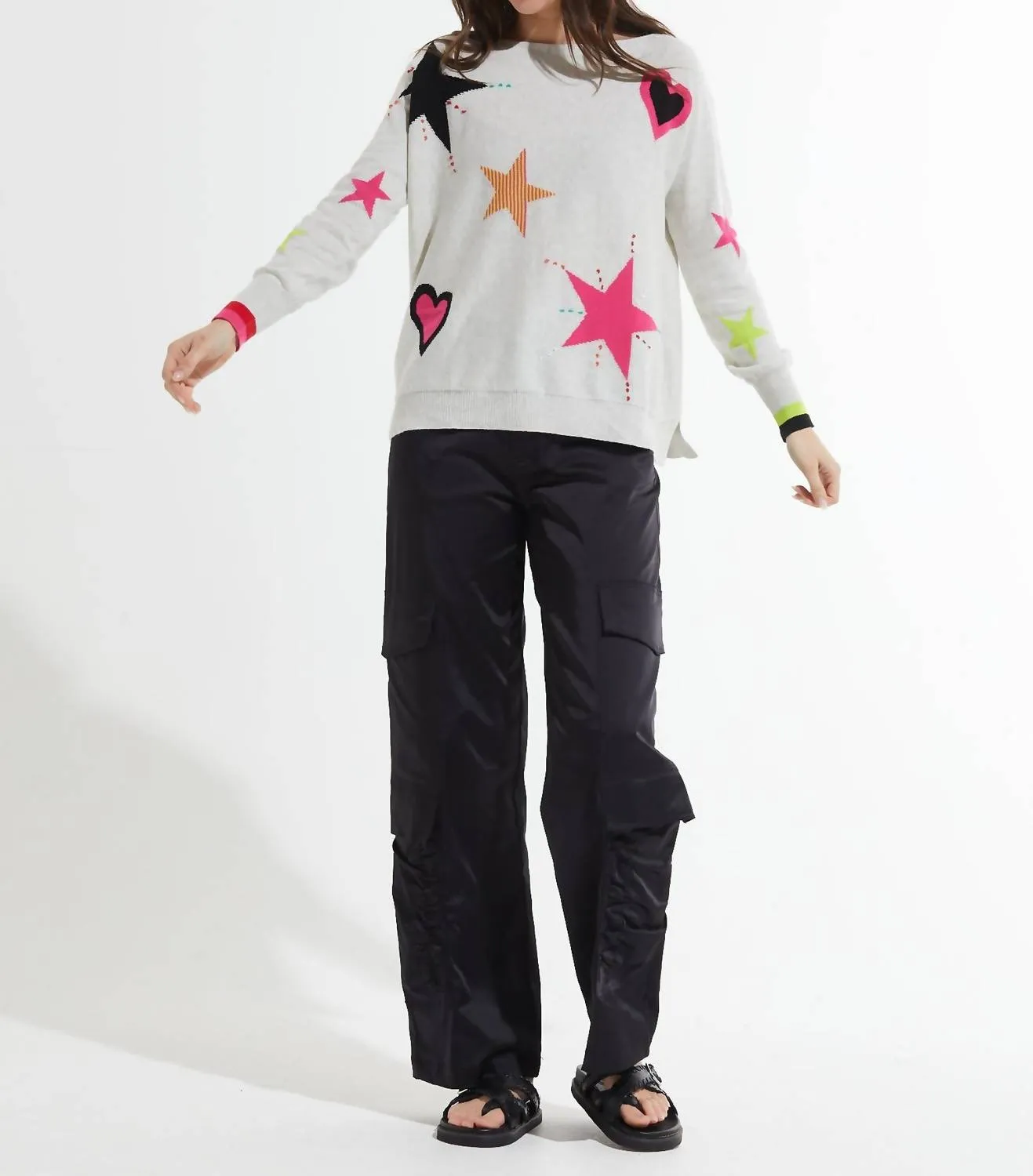 Hearts   Stars Sweater In Light Marl
