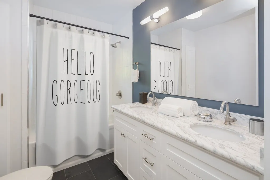 Hello Gorgeous Simple Shower Curtain