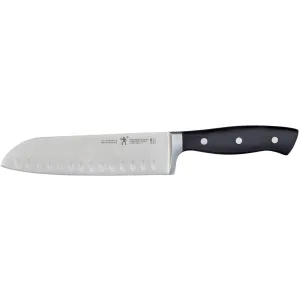 Henckels Fine Edge Forged 7-inch Santoku Knife 1013761 jute rug, burlap rug
