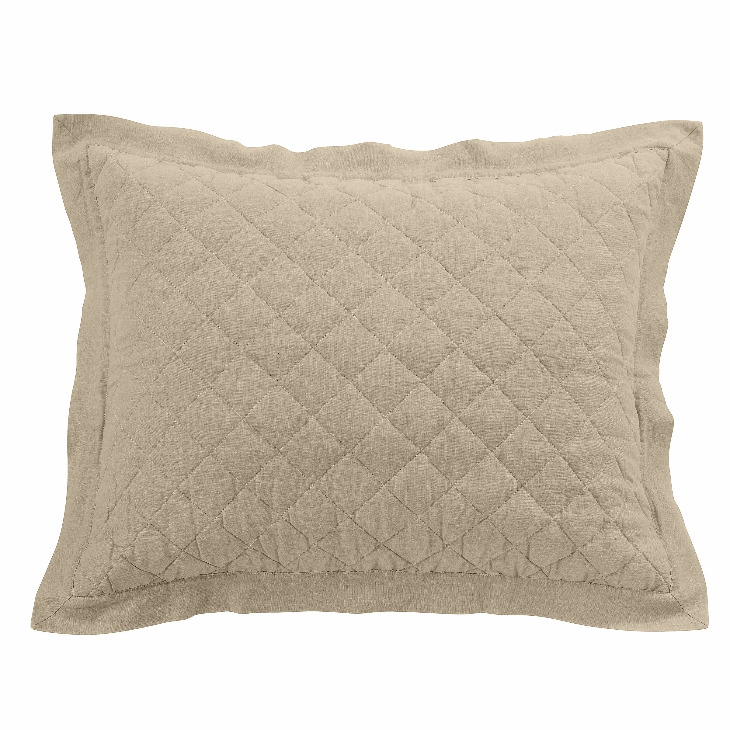HiEnd Accents Diamond Pattern Linen Cotton Diamond Quilted Pillow Sham, 1PC