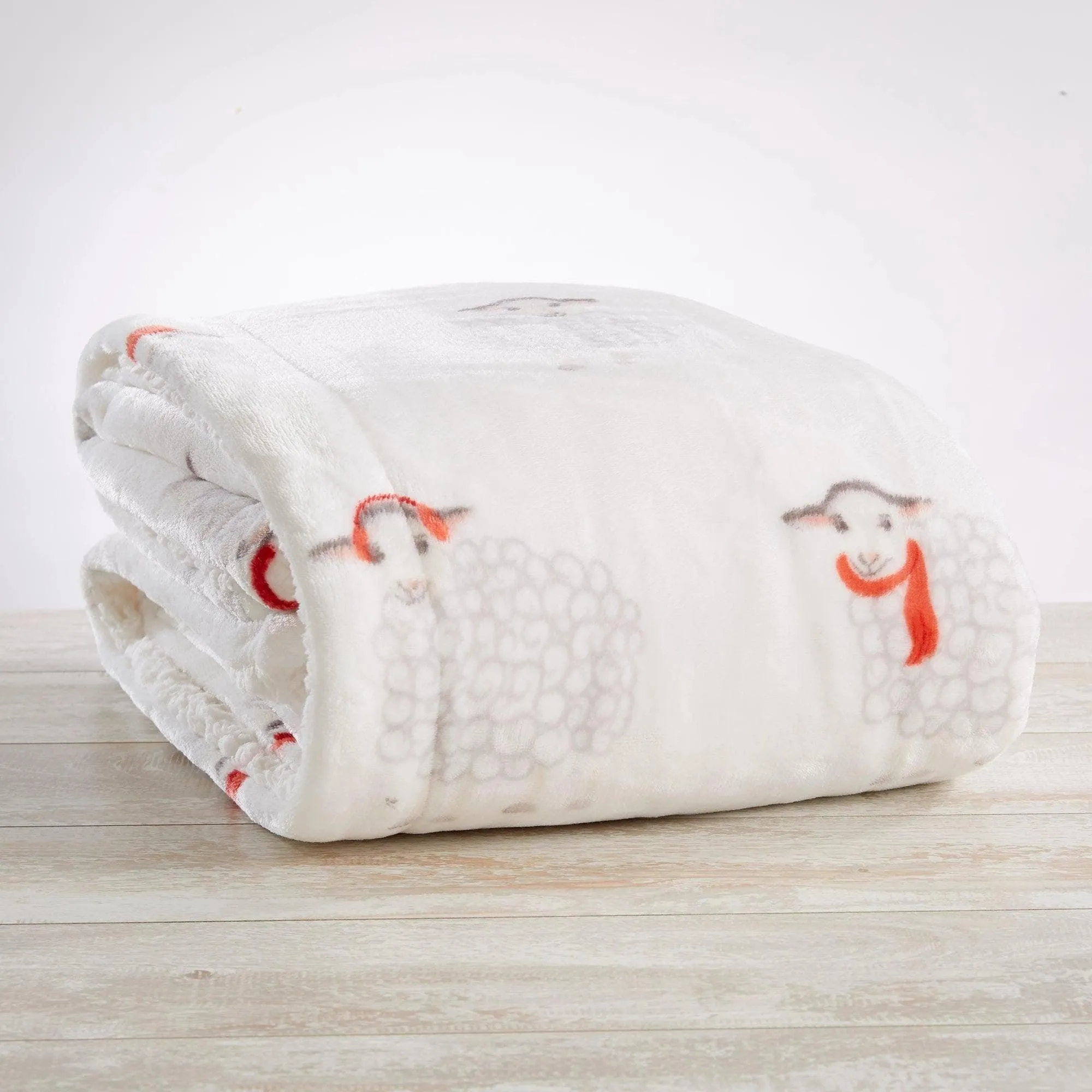 Holiday Sheep Sherpa Throw Blanket