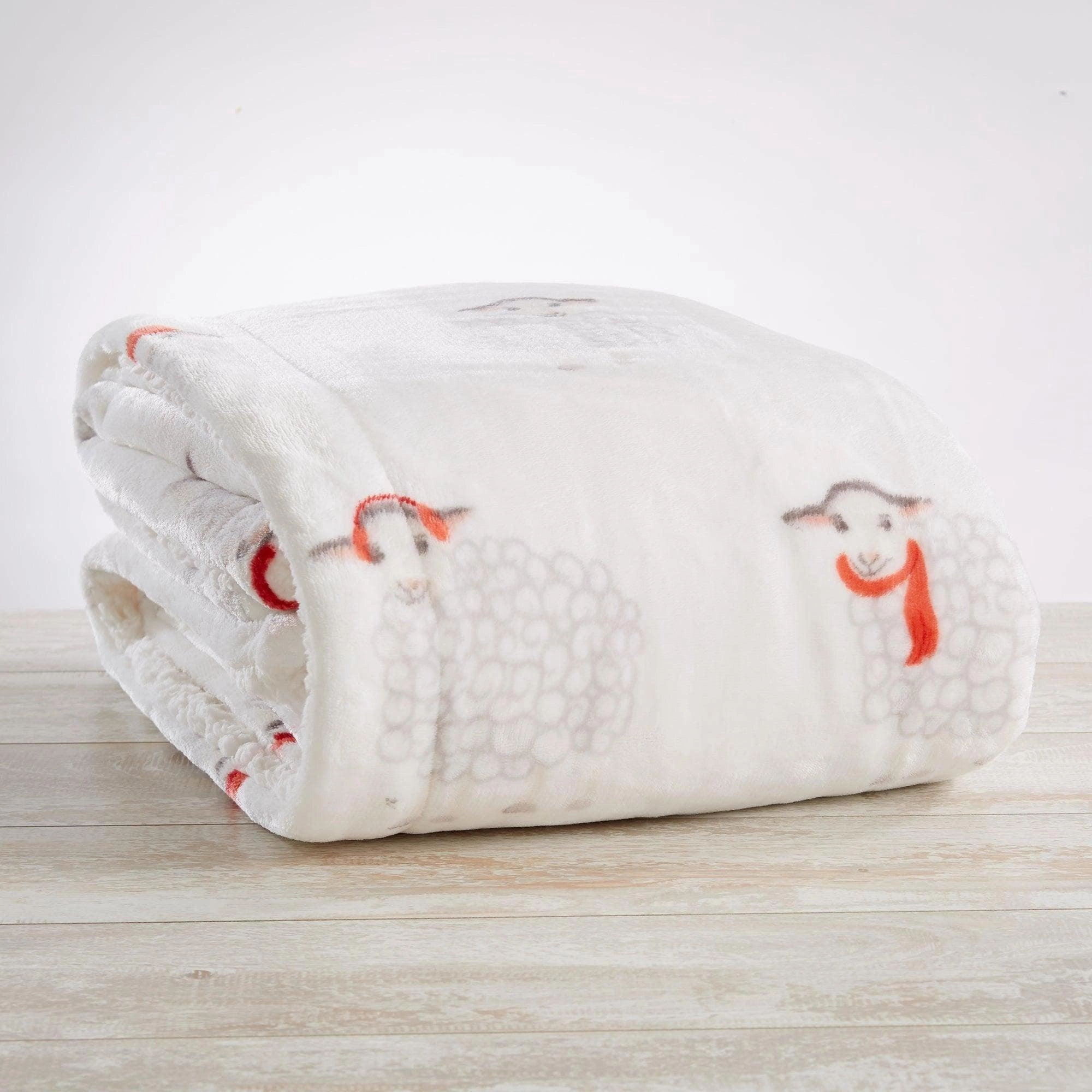 Holiday Sheep Sherpa Throw Blanket