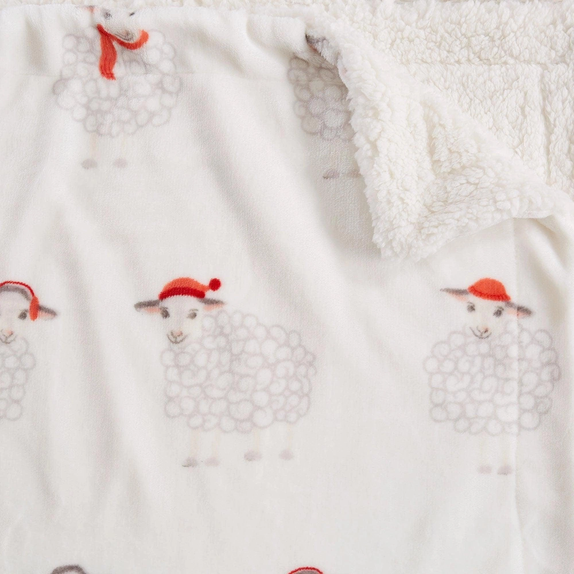 Holiday Sheep Sherpa Throw Blanket