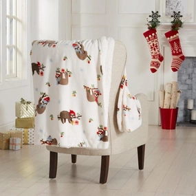 Holiday Sloth Sherpa Throw Blanket bookcase, standing shelf