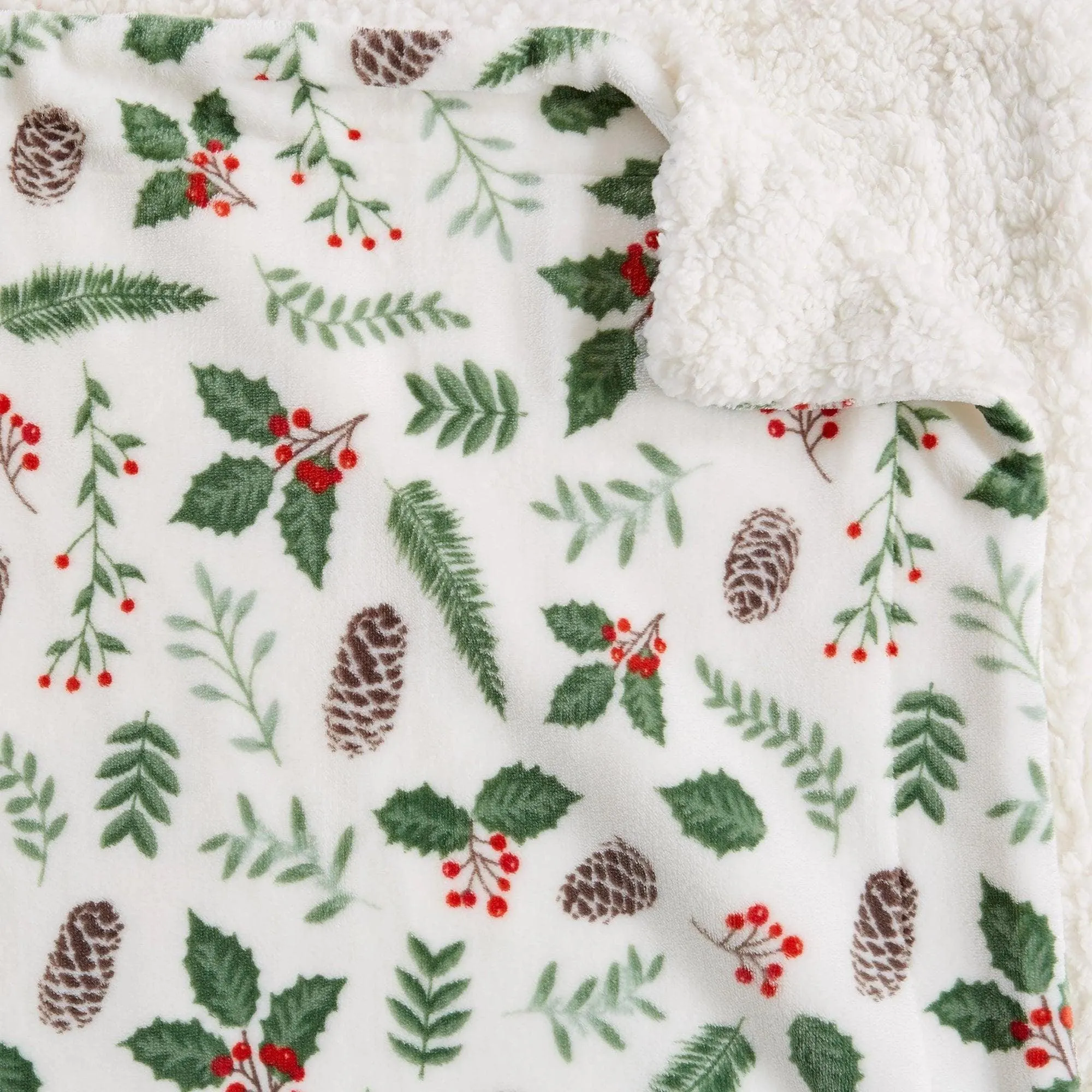 Holly Jolly Mistletoe Sherpa Throw Blanket