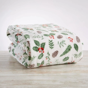 Holly Jolly Mistletoe Sherpa Throw Blanket bookcase, standing shelf