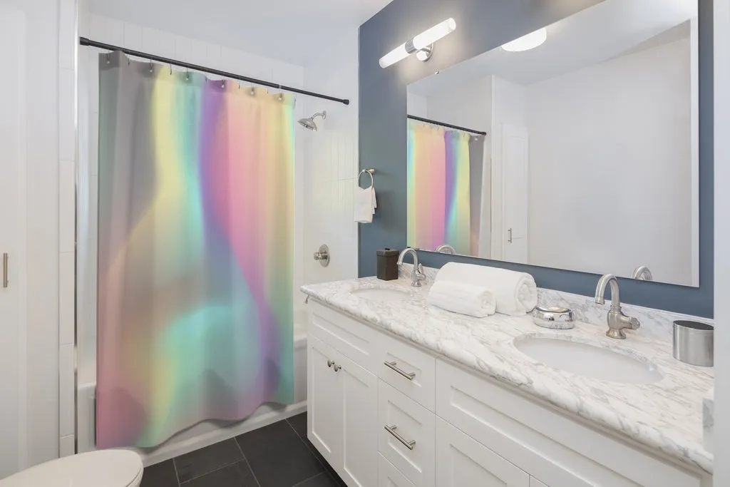 Holographic Print Shower Curtain | Lavender Yellow