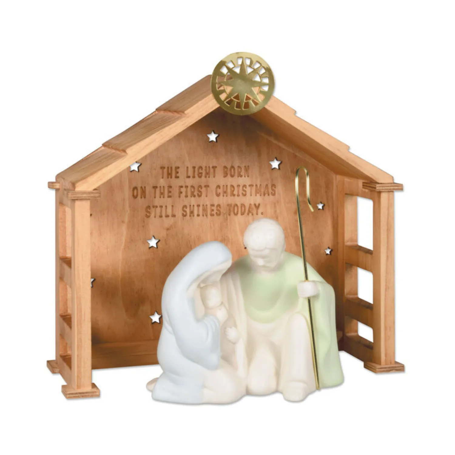 Holy Family and Stable Nativity Figurines, Set of 2 Decorative Mirror,Home Decor Mirror